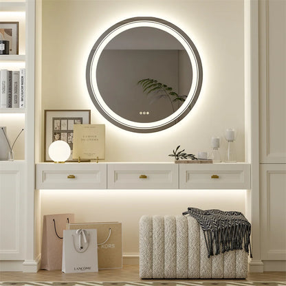 Ronde LED Spiegel – Badkamerspiegel – Make-Up Spiegel – Verlichte Spiegel – Anti-Condens Spiegel – 60 cm – Dimbare LED Verlichting – Waterdicht Alumium Frame
