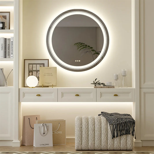 Ronde LED Spiegel – Badkamerspiegel – Make-Up Spiegel – Verlichte Spiegel – Anti-Condens Spiegel – 60 cm – Dimbare LED Verlichting – Waterdicht Alumium Frame