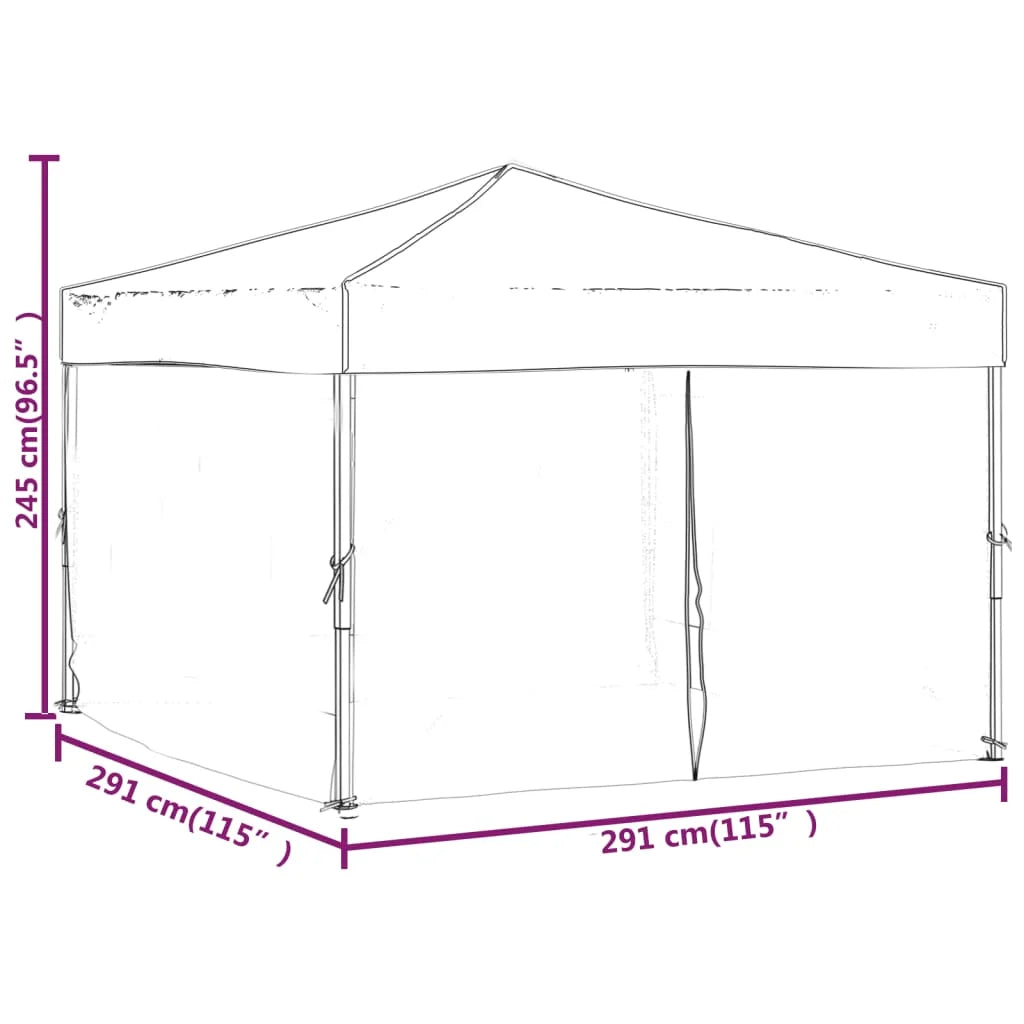 Tuinpaviljoen – Partytent – Tent – Vouwtent – Schaduwdoek – 210D Oxford Waterdicht – Stevig Stalen Frame - 3x3 m - Zwart - QUORE