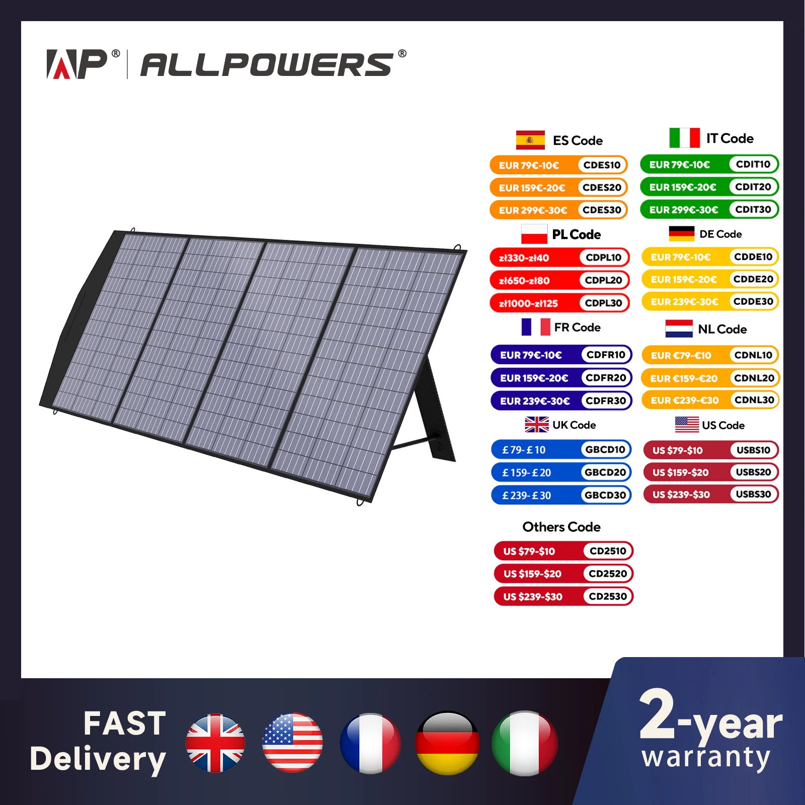 ALLPOWERS Portable Solar Panel 18V Foldable Solar Panel Kit with Solar Output Waterproof IP66 Solar Charger for RV Laptops Camp - QUORE