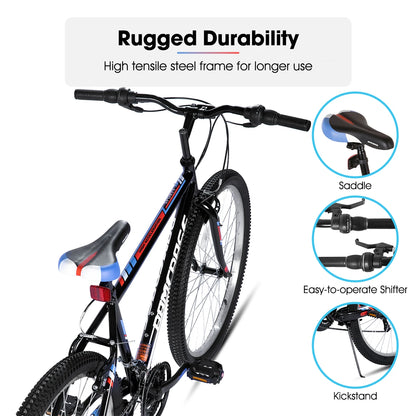 HILAND 24 26 inch Mountain Bike for Men Women, 18 Speeds High-Carbon Steel Frame, Sport Cycling MTB Bicycle for Adult, Student - QUORE