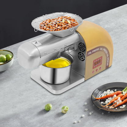 Oliepers – Kookolie Pers – Notenolie Maker – Zadenpers – Roestvrij Staal – Instelbare Temperatuur - 1800W Motor