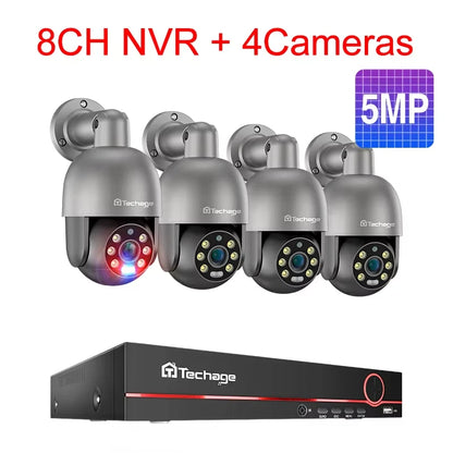 Tecahge 8CH 8MP 5MP CCTV Security POE Camera System PTZ H.265 4K Outdoor AI Human Detection Two-way Audio NVR Record Surveillanc