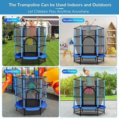 Kindertrampoline – Mini Trampoline – Buitentrampoline – Springmat – Veiligheidsnet – Ø 140 cm – Stevig Metaalframe – Inclusief Veiligheidsnet – Roze