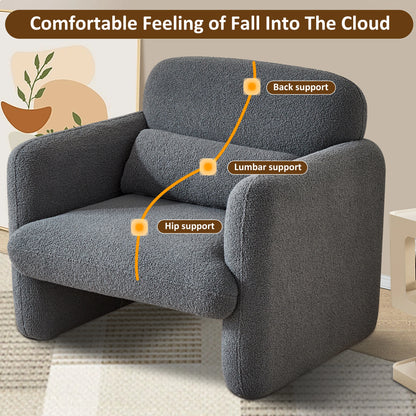 Relaxstoel – Lounge Stoel – Fauteuil – Stoel – Leesstoel – Zacht Stof – Houten Frame – Comfortabele Kussens - Donkergrijs