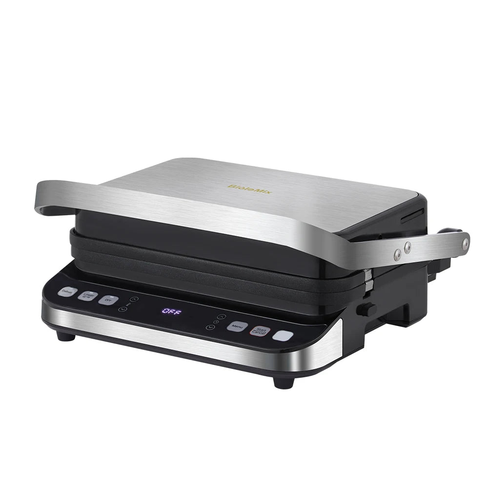 BioloMix 2000W 6-in-1 Electric Grills for Barbecue, Digital Griddle, Sandwich and Panini Press, Optional Waffle Maker Plates