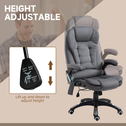 Massage Bureaustoel – Bureaustoel Met Massagefunctie – Gaming Stoel – Office Chair – Ergonomische Bureaustoel – 6 Vibrerende Massagepunten – Verstelbare Rugleuning Tot 130 Graden - Grijs