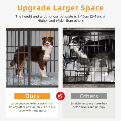 Hondenkennel - Hondenren - Hondenhok - Buitenren - Metalen - Meubelstijl Eindtafel – Met Drie Deuren, Sloten en Verwijderbare Tray - Kennel - Groot Formaat - Zwart
