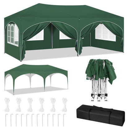 Pop-Up Tent – Tuinpaviljoen – Opblaasbare Tuintent – Buiten Shelter – 3x6 Meter – UV-Bescherming 98% – Verstelbare Hoogte - Groen