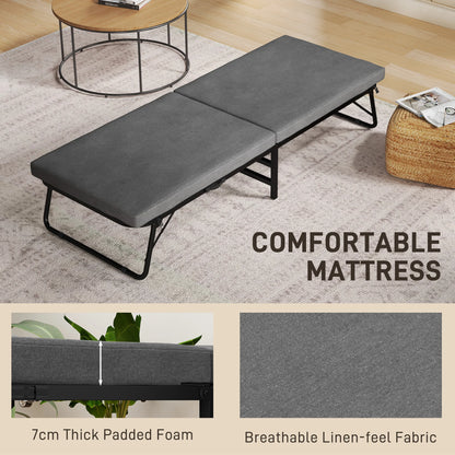 Inklapbaar Logeerbed – Opvouwbaar Bed – Gastbed – Extra Bed – Verstelbare Rugleuning – 7 Cm Schuimmatras – Draagvermogen 120 Kg - 70x190 cm