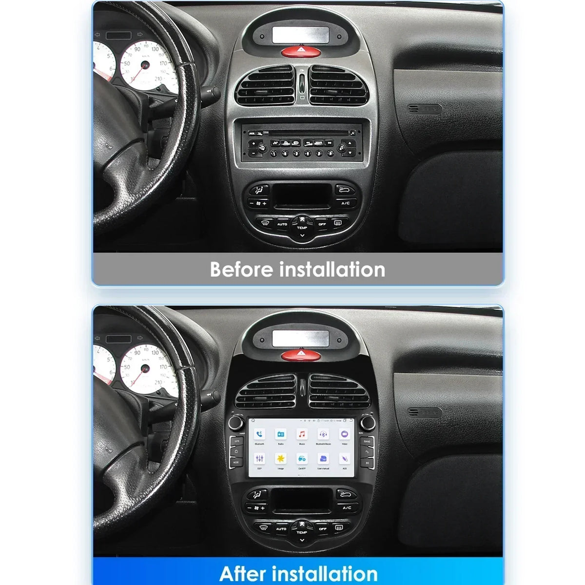 Auto Multimedia Speler - Voor Peugeot 206 206CC 206SW 2000-2008- 7 Inch - 6GB64GB - 8 Core - Carplay Scherm - Navigatiesysteem Auto - Multimedia Autoradio - met Canbus - Zwart