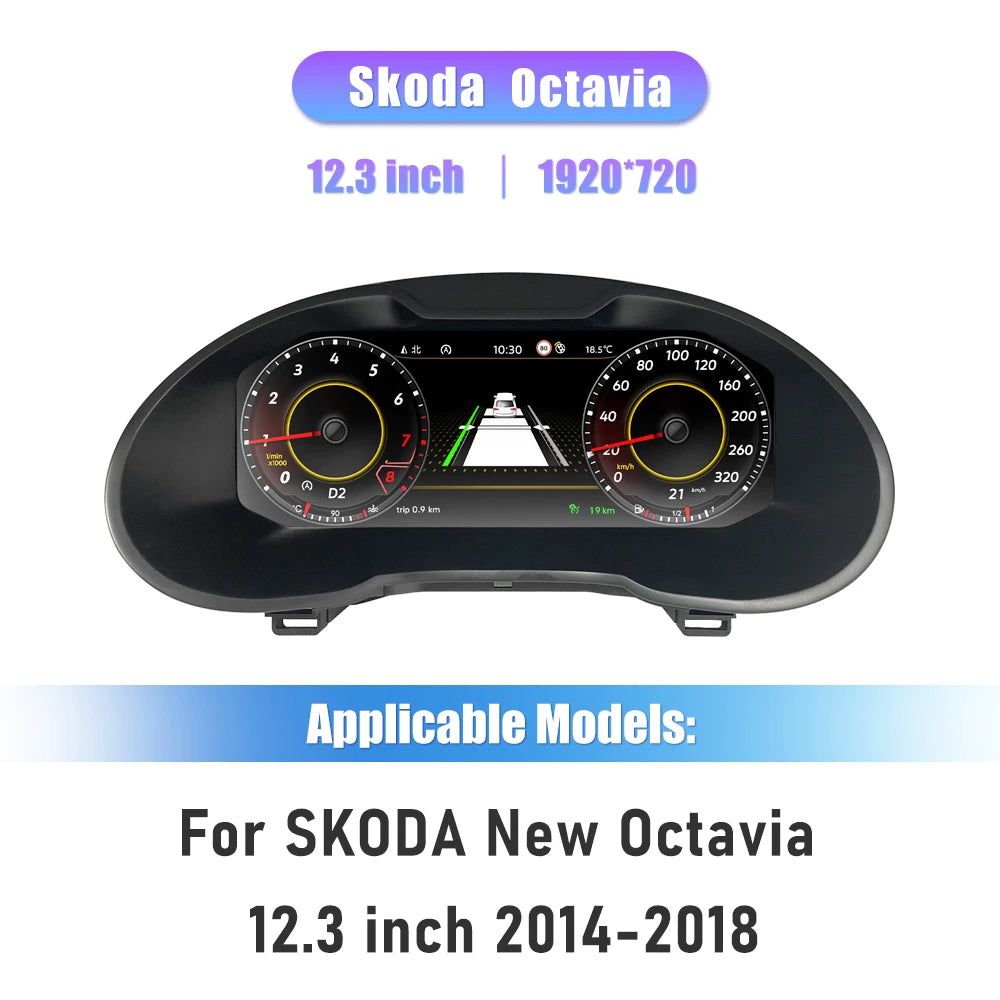 Digitaal Dashboard – LCD Cluster – Instrumentenpaneel – Auto Display – Auto Dashboard – 12,3 Inch HD IPS Scherm – Draadloze CarPlay & Android Auto - QUORE