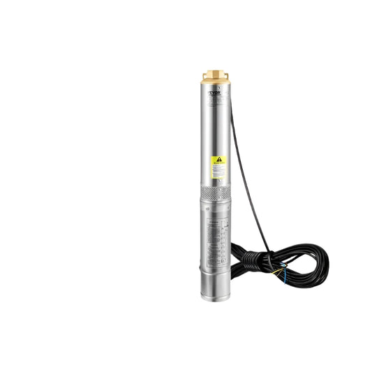 Vevor - Rioolpomp - Dompelpomp - Schoonwaterpomp - Diepe Bron Dompelpomp - Waterpomp - 550W 50L/min - Schakelaar - Roestvrij Staal - Groot debiet - Zilver