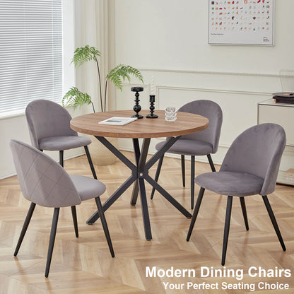 Eetkamerstoelen – Fluwelen Stoelen – Velvet Stoelen – Metalen Frame – Set Van 6 – Ergonomisch Comfort – Snelle Montage – Grijs
