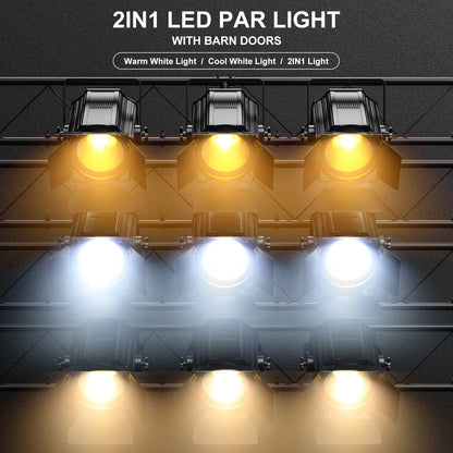 Professionele LED Par Spots – LED Podiumverlichting – DJ Verlichting – Theaterlampen – Eventverlichting – 4 Stuks 200W – Instelbare Warm & Koud Wit Kleurtemperatuur - QUORE