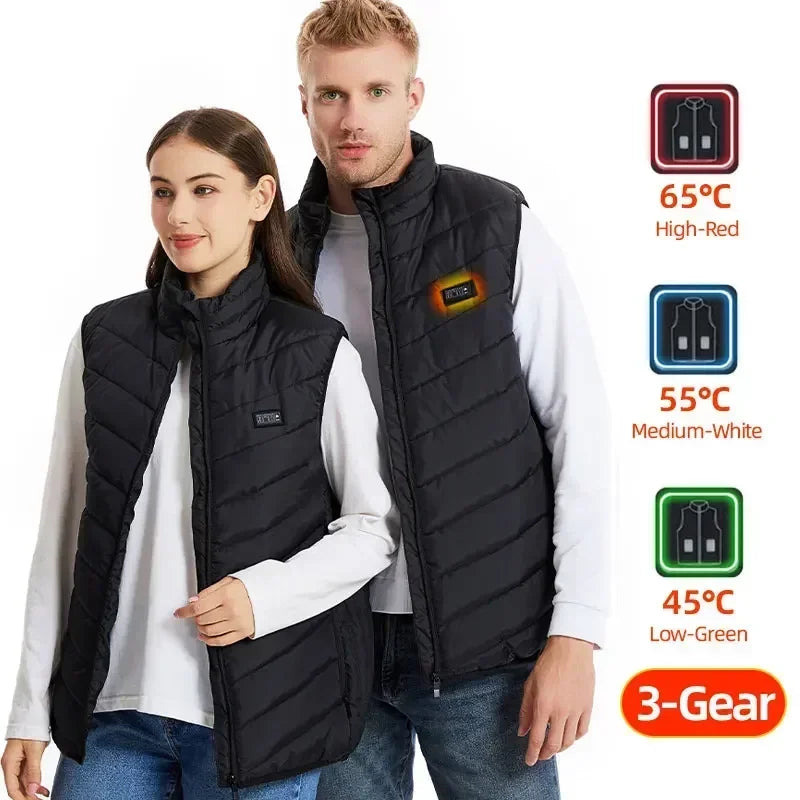 Verwarmingsjas - Verwarmde Bodywarmer - Verwarmde Kleding - USB Elektrisch Zelfverwarmend Vest - Unisex Verwarmde Jas - Elektrische Verwarmde Jas - 21 Gebieden Verwarmd - Maat L - Zwart