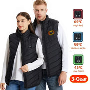 Heating Jacket - Heated Bodywarmer - Heated Clothing - USB Electric Self-Heating Vest - Unisex Heated Jacket - Electric Heated Jacket - 21 Areas Heated - Size L - Black