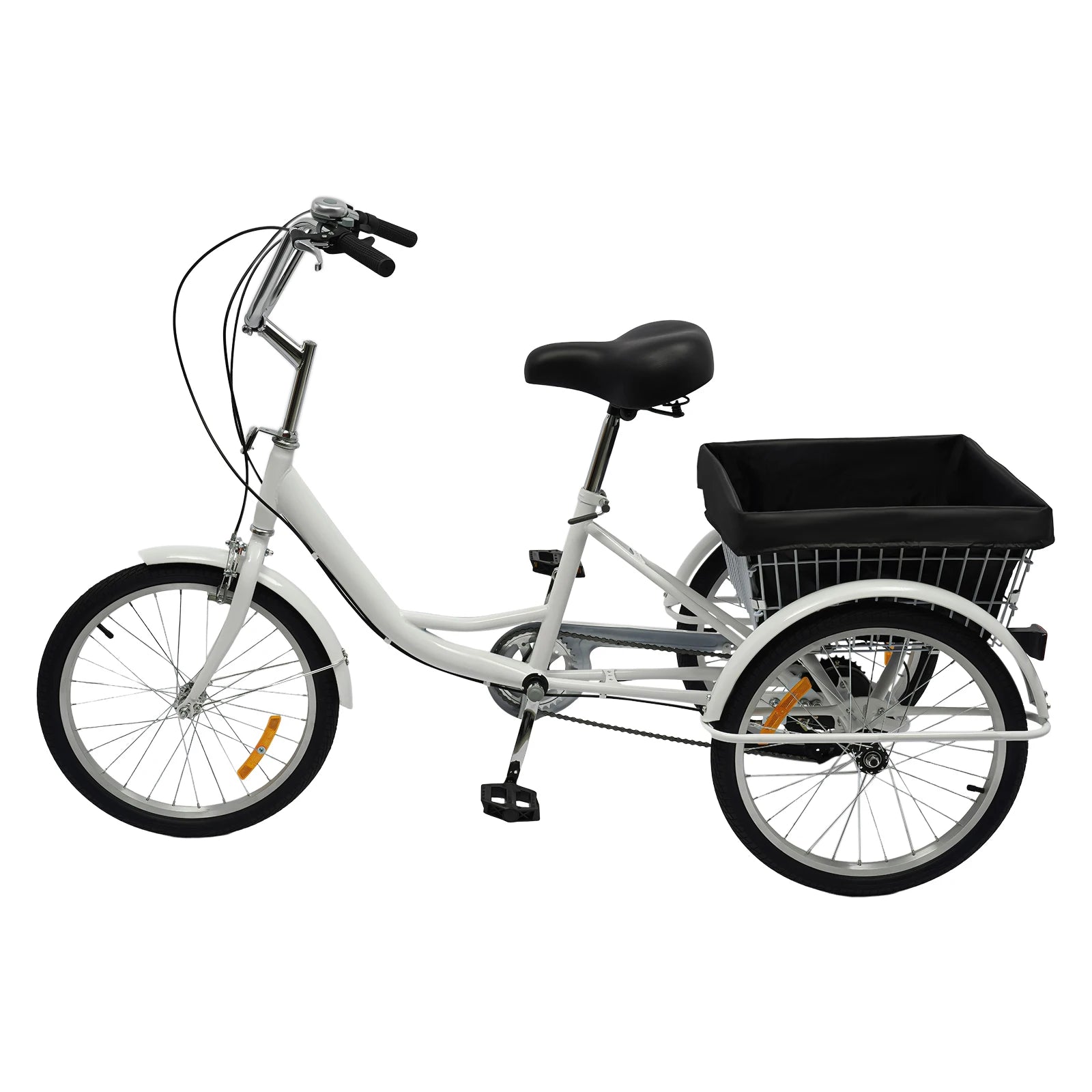 Driewieler – Driwieler – Driewielige Fiets – Driewielerfiets – Roadbike – 20 Inch – 8 Versnellingen – Max 110 kg Belastbaar – Met Mand en Bel - QUORE