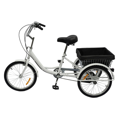 Driewieler – Driwieler – Driewielige Fiets – Driewielerfiets – Roadbike – 20 Inch – 8 Versnellingen – Max 110 kg Belastbaar – Met Mand en Bel - QUORE