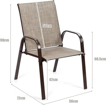 Set van 2 tuinstoelen met armleuningen, terrasstoelen van textiel en metalen frame - balkonstoelen tot 200 kg belastbaar - voor tuin - balkon - zwembad - 56 x 72 x 90 cm (grijs)
