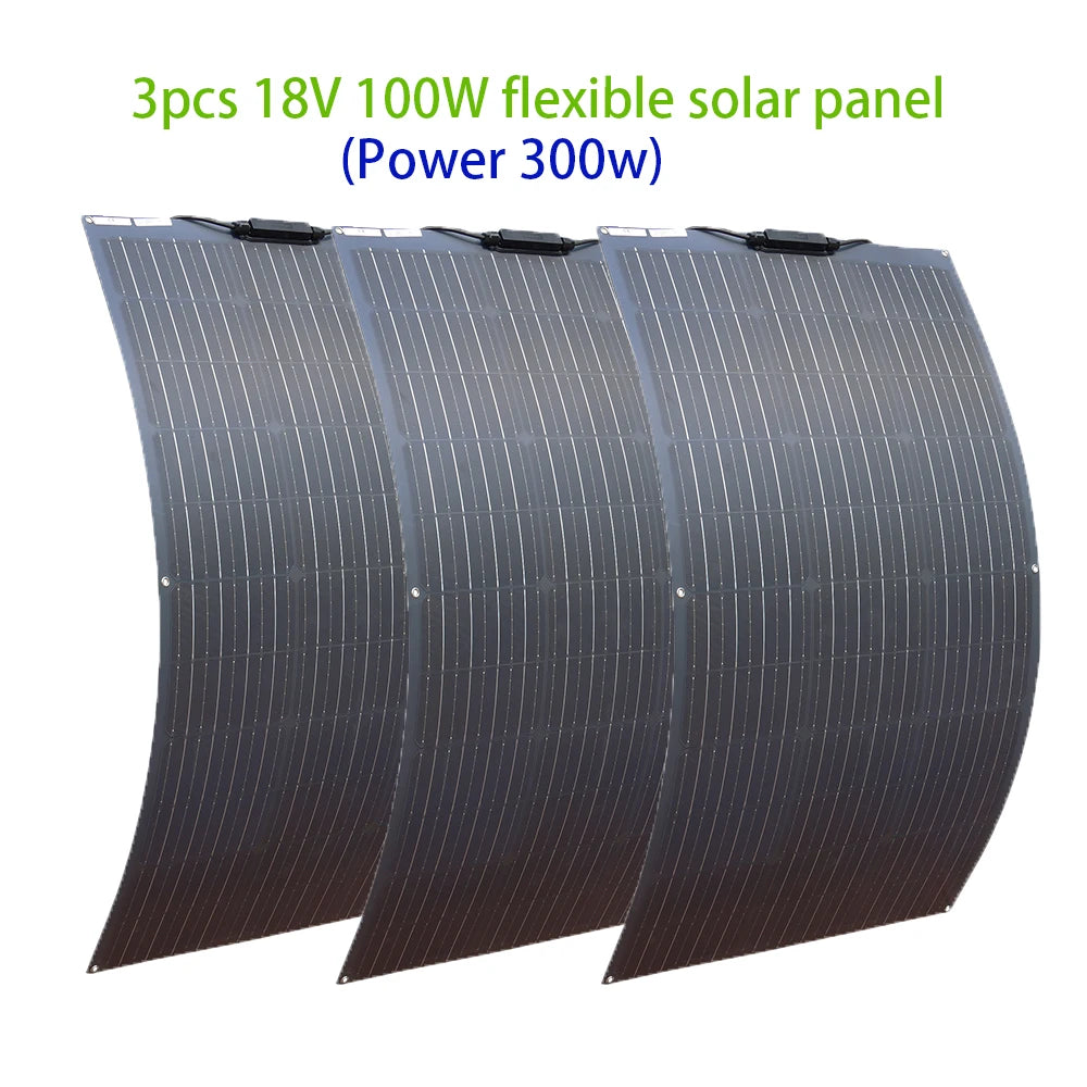 100W 200W 300W 400W Solar Panel Kit or 18V Flexible Mono Photovoltaic Solar plate Power 12V 24V camping car solar panels - QUORE