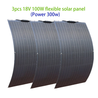 100W 200W 300W 400W Solar Panel Kit or 18V Flexible Mono Photovoltaic Solar plate Power 12V 24V camping car solar panels - QUORE