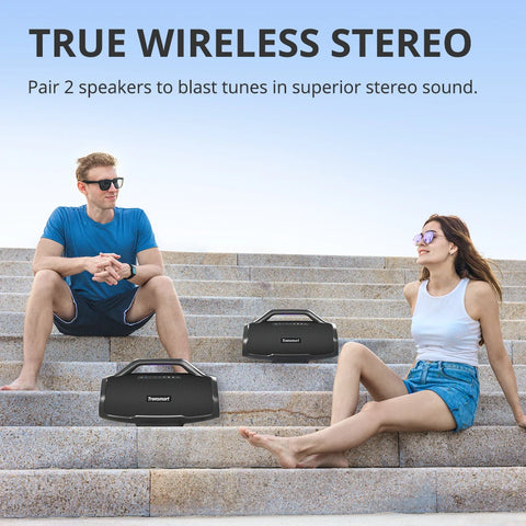 Tronsmart - Bluetooth Speakers -Bluetooth Speaker Wireless -Bluetooth speaker - 130W 3-way sound system - with Guitar/Mic Input - Black Bang Max