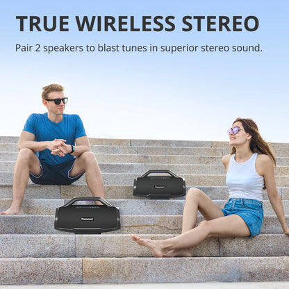 Tronsmart - Speaker - Bluetooth Speakers - Bluetooth Speaker Wireless - Bluetooth Speaker Waterproof - 130W - with 3-Way Sound System, Guitar Input and APP Control - Black Bang Max