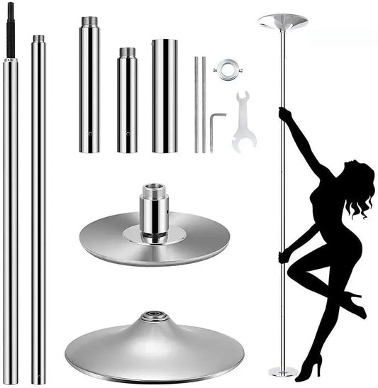 Paaldanspaal – Pole Dance Paal – Danspaal – Fitnesspaal – Spinpaal – Verstelbare Hoogte 2,35-2,74 m – Roestvrij Staal 45 mm