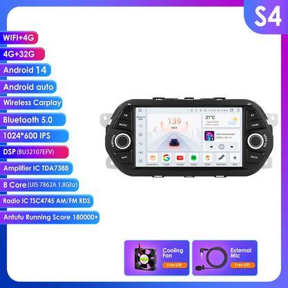 7'' Android Autoradio – 2DIN Multimedia Speler – Navigatiesysteem – CarPlay Android Auto – 8-Core Processor – 4G & GPS Ondersteuning - QUORE