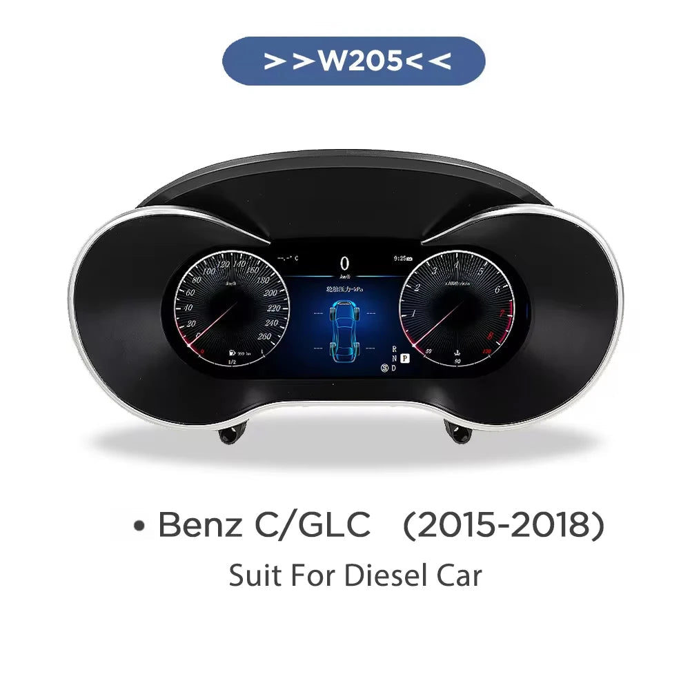 12.3'' Digitaal Instrumentenpaneel – Auto Dashboard Cluster – Cockpit Display – HD Scherm – Plug & Play Installatie – 12,3 Inch HD IPS – Snelle Linux Opstart – Voor Benz C GLC W205 V205 X253 2015-2018 Diesel - QUORE
