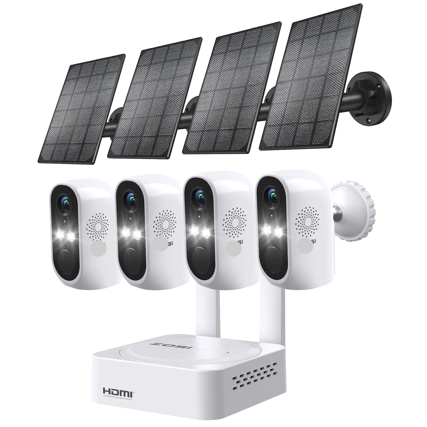 Beveiligingscamerasysteem - Draadloze Camera - Camerabewaking - 8 Kanaals NVR - 3MP Camera’s - Buiten Gebruik - Nachtzicht & Audio - 4 Camera's - 4x Op Zonne-energie