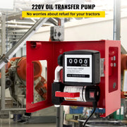 Dieselpomp - Verwarmingsoliepomp - Diesel- en brandstoftransfertpomp - 220V - 155W - 40L - 2800RPM - Olieaanzuigpomp - Zelfaanzuigend - Tellerautomatische pomp - Rood