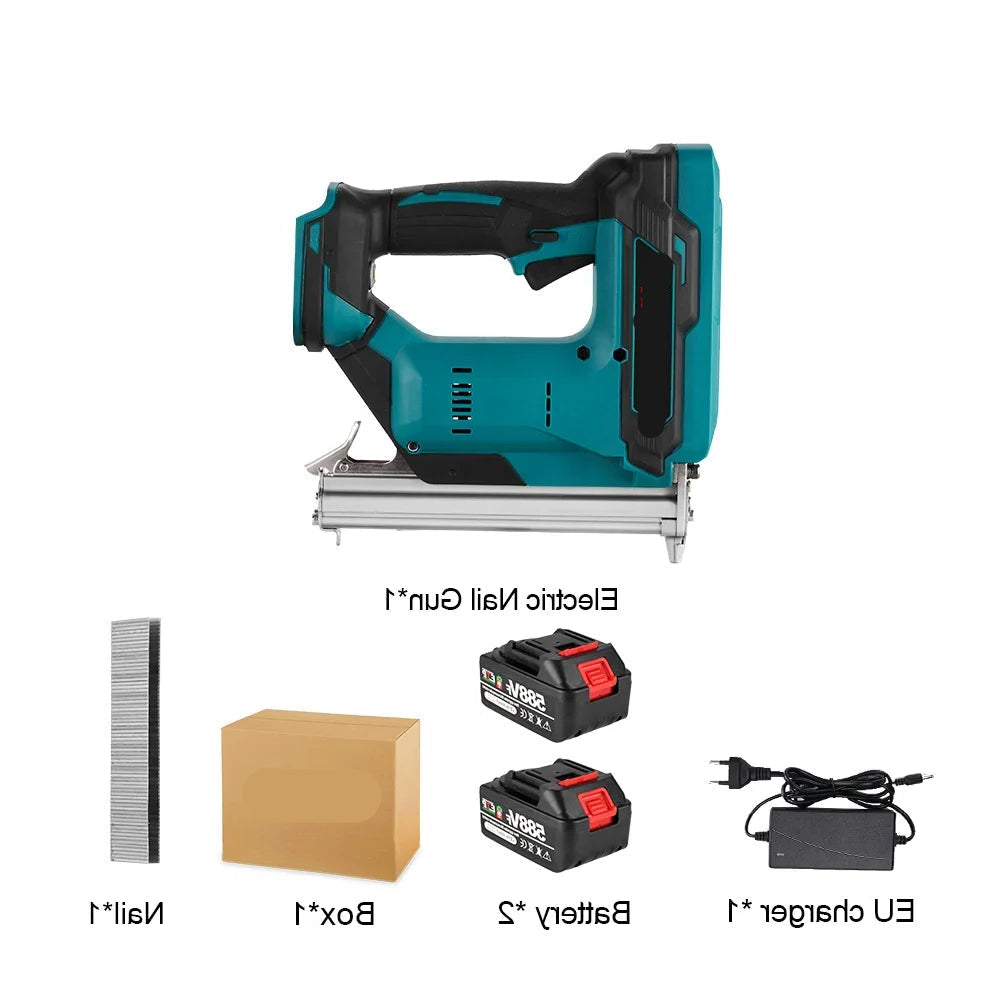 Tacker - Spijkerpistool - Accu Nietmachine - Elektrisch Nietpistool - Brushless - met 2 Snelheden – Inclusief 2 Accu’s + EU Oplader – Voor 21V/18V Batterijen - QUORE