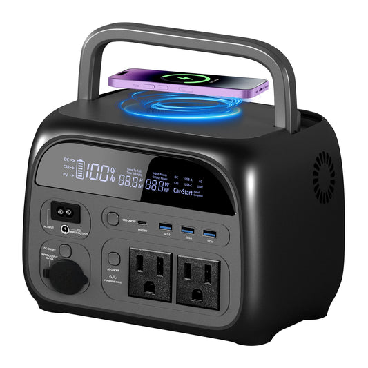 Powerstation - Stroomgenerator - Mini-Generator - Draagbare - Krachtcentrale - LiFe PO4-batterij - met Powerbankfunctie - 500W - 345Wh - 108000mAh - 110V 220V AC-uitgang - voor Thuisgebruik  - Kamperen - Reizen - Zwart