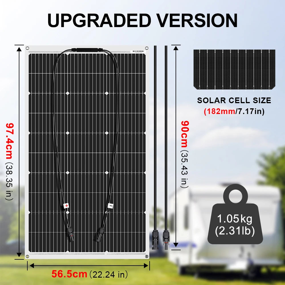 Zonnepanelen - Zonnepaneel - Zonnepanelen met stekker - Zonnepaneel opvouwbaar - 18V - 200W set - 12V - Flexibele Zonnepanelen Waterdicht Monokristallijn Zonnepaneel voor Camping, RV, en Thuislader - QUORE