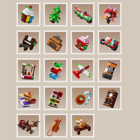 Adventskalender - Kerst Adventskalender - Matrijzenkoning - Kerst Bouwsteen - Assemblage Bouwsteenspeelgoed - Kinderkerstcadeau - Speelgoed - Speelset - Groene Doos