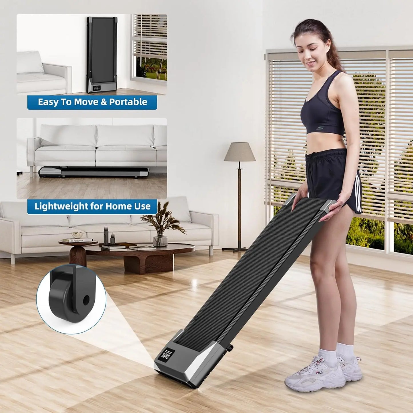 Loopband - Wandelband - Walking Pad - Hardloopband - Loopbanden - 2-in-1 - 2.2HP - 45dB - Vouwbare - Afstandsbediening - App-besturing - voor Thuis en Kantoor - Grijs