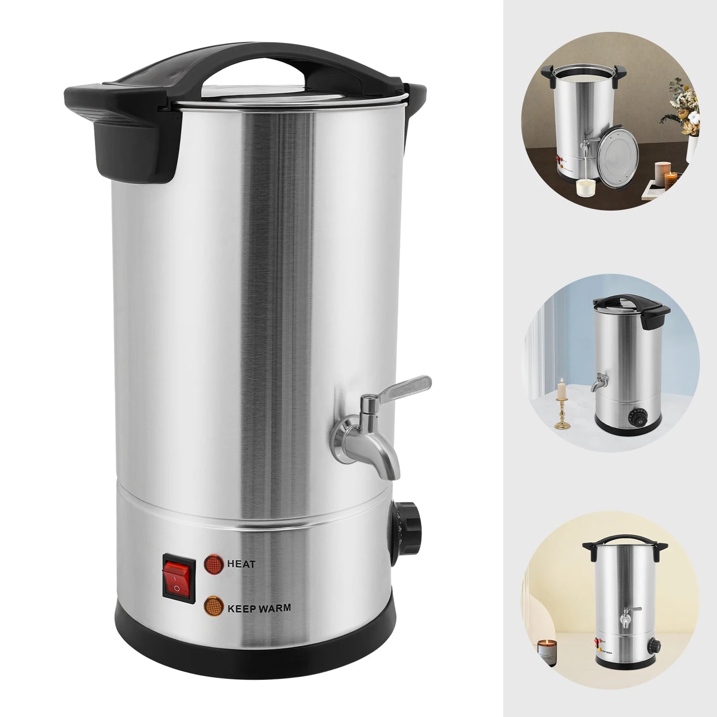 Elektrische Wassmelter - Wax Melter - Wassmeltpot - Grote - Kaarsen Smeltpot - 12L - RVS - Waxverwarmer - 1100W - Instelbare Temperatuur - Voor Kaarsen Maken - Cosmetica