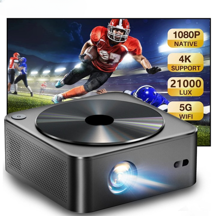 Mini Beamer - Projector - Digitale Beamer - Draagbaar - 1080P - Met Autofocus - 700 ANSI - 2 x USB 2.0 - HDMI - AV - DC - WiFi - Bluetooth - 90W - Zwart