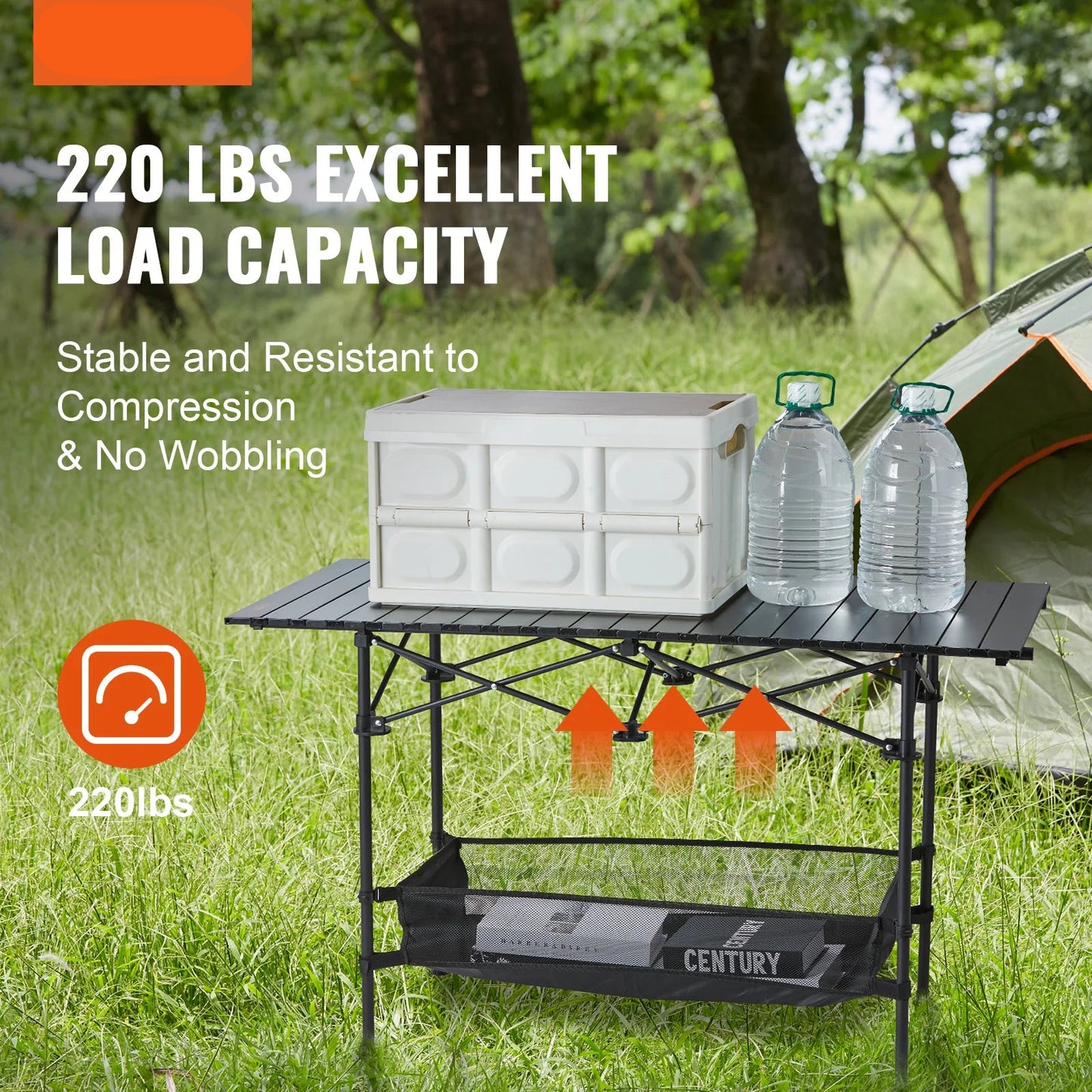 Folding Table - Collapsible Table - 45.3x21.7x27.6 inch - Foldable Garden Table - Smooth Table Top - Folding Table - Foldable Camping Table - Portable Outdoor Travel Table - Lightweight - Foldable Picnic Table - Ultra Compact - Black