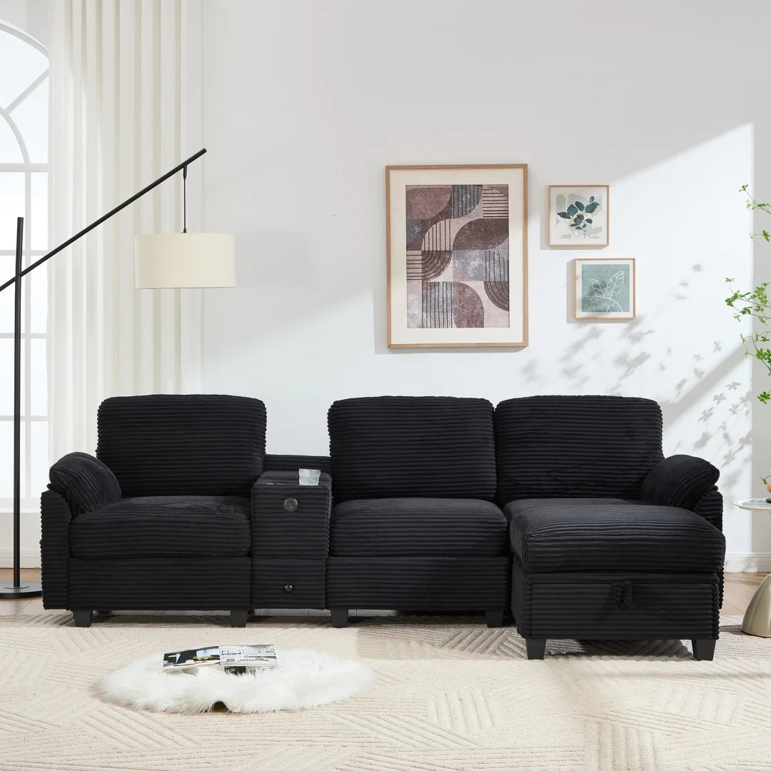 3-Persoonsbank – Driezitsbank – Zithoek – Bankstel – Sofa – Comfortabel Schuim – Afneembare Middenconsole Met Usb-C Aansluiting