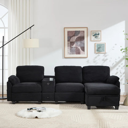 3-Persoonsbank – Driezitsbank – Zithoek – Bankstel – Sofa – Comfortabel Schuim – Afneembare Middenconsole Met Usb-C Aansluiting