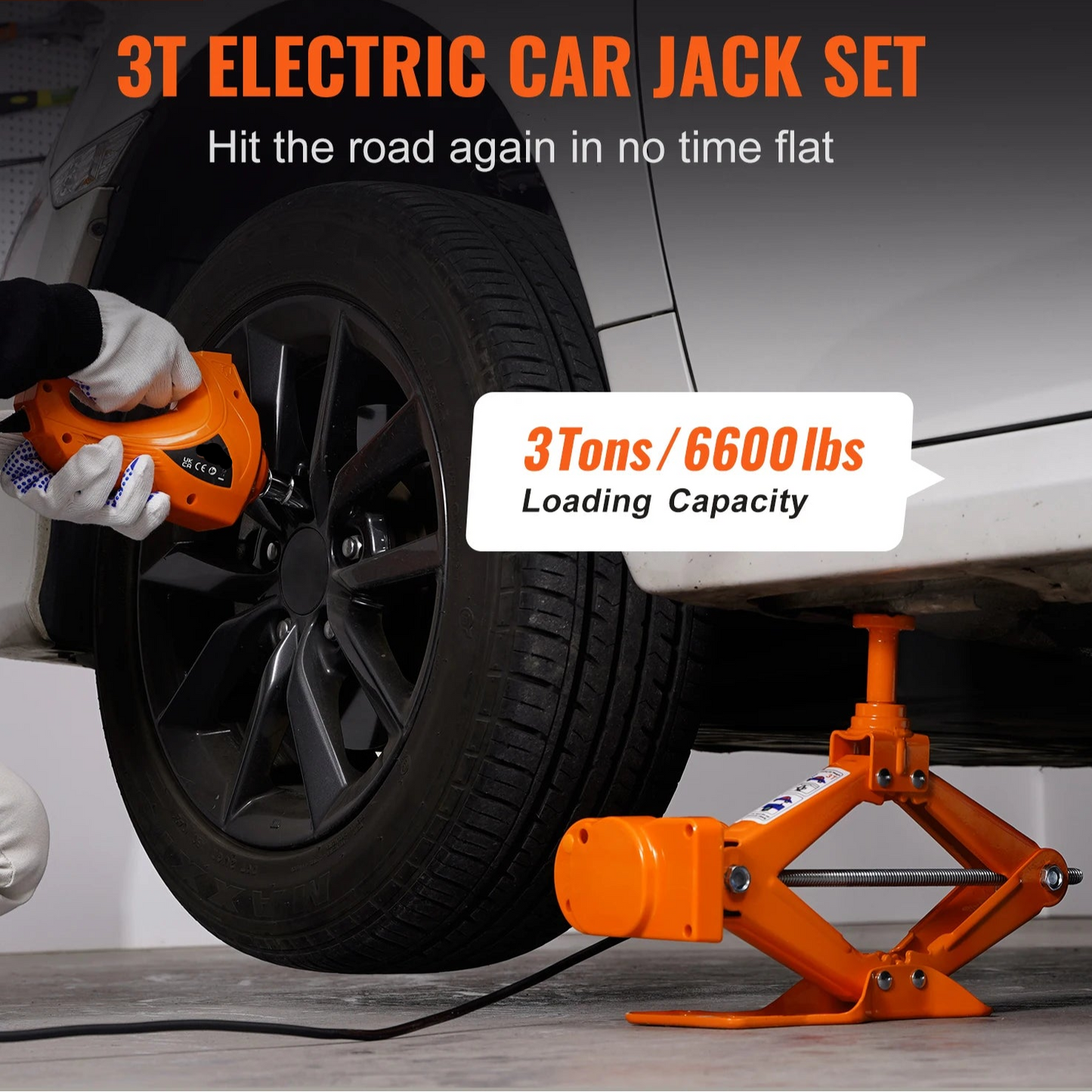 Elektrische Auto Krik – 12V Auto Krik voor SUV - Sedan- Busje en Truck – Draagbare Elektrische Krik met 3 Ton Hefvermogen – Ideaal voor Pechhulp & Onderhoud – Compact en Krachtig
