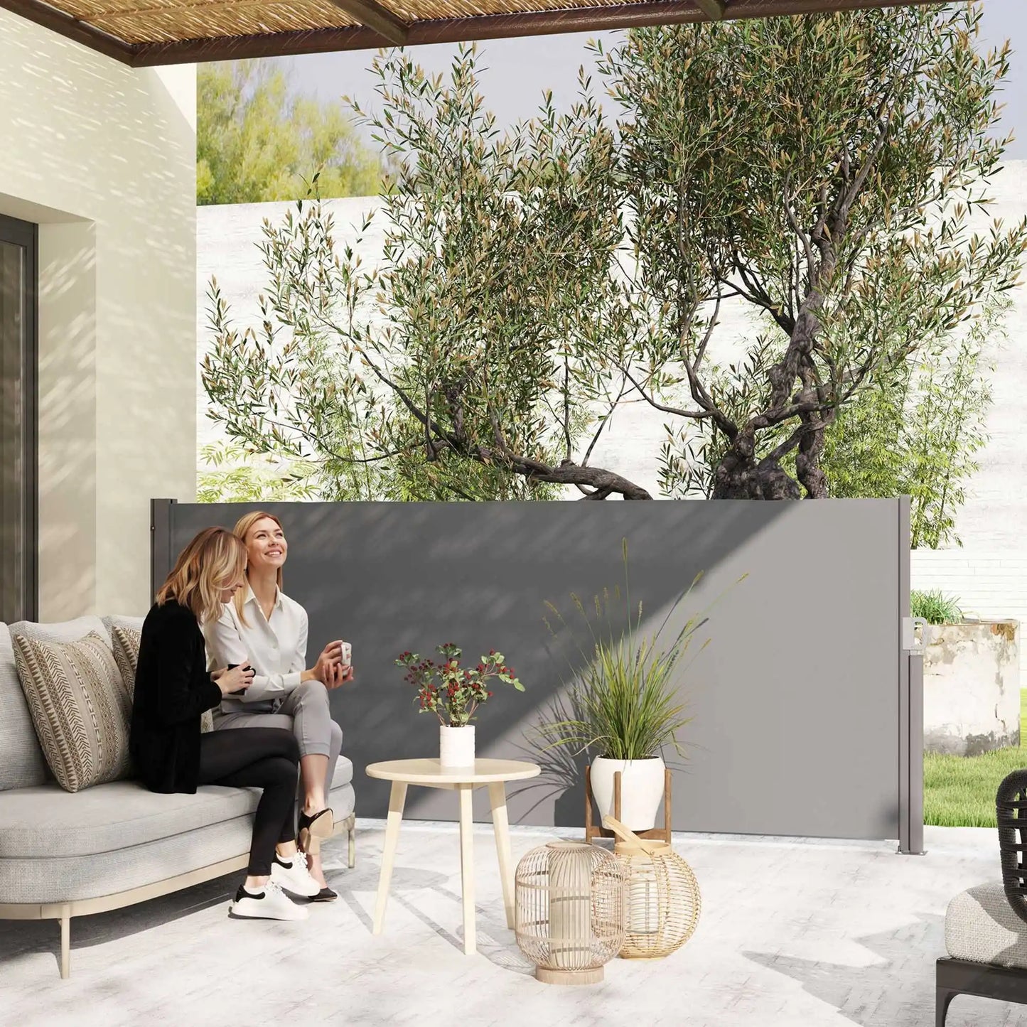 Uitschuifbaar Zijscherm – Balkon Scherm – Windscherm – Privacy Scherm – Waterafstotend Polyester – Aluminium Frame