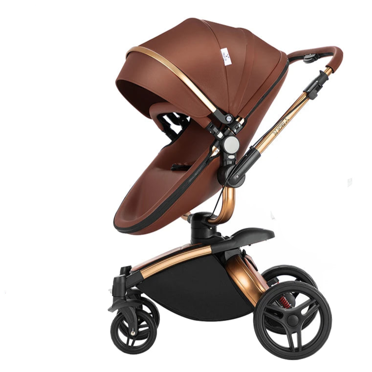 Kinderwagen - Babywagen - Buggy - Wandelwagen - 3-in-1 - met Reiswieg - en Autostoel - Opvouwbare Babystoel - Lichtgewicht - voor Baby's - en Peuters - Oranje