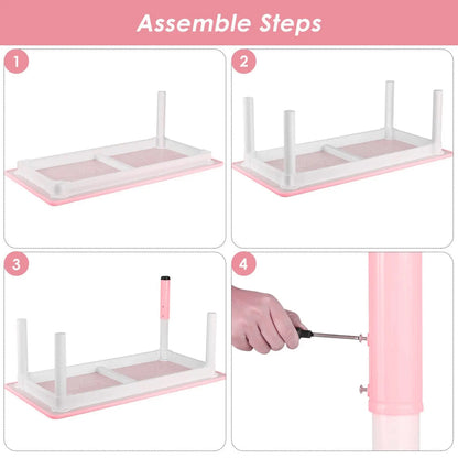 Kindertafelset – Kindermeubelset – Speeltafel Kinderen – Kinderbureau – Kinderstoelen – Verstelbare Hoogte – Duurzaam HDPE Materiaal - Roze - QUORE