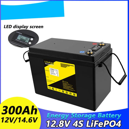 Accu – LiFePO4 Accu – Camperaccu – Bootaccu – Off-grid Accu – 12V 300Ah Met LCD-Display – Lange Levensduur & Lichtgewicht