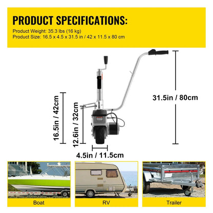 Elektrisch Neuswiel – Gemotoriseerd Neuswiel – Caravan Mover – 12V - 350W Motor - 2270KG Laadvermogen - Verstelbare Klem – Jockey Wie - Caravan Mover - Trailer Verplaatser - Elektrische aanhanger - Travelsleeper - Geschikt voor Auto, Caravan & Boot