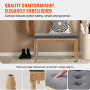 Ottomaanse Bank - Gestoffeerde Bank - Gestoffeerde Sofa - Opbergbank in de Slaapkamer - 16” - met Schuim Gewatteerd Kussen en Rubberen Houten Poten - voor Kamer - Donkergrijs